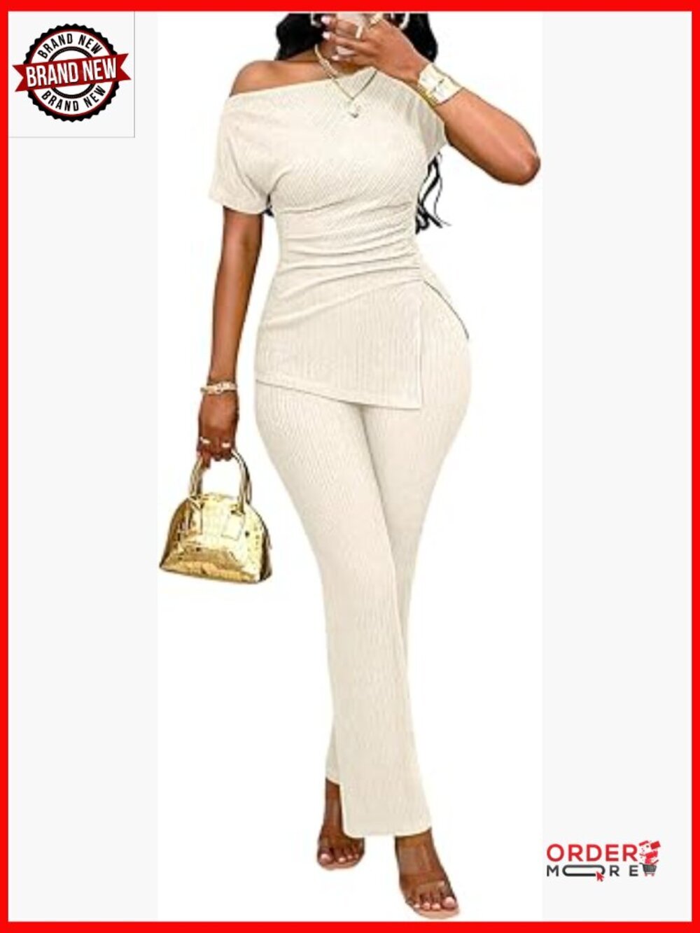 2 Piece Going Out Set - Ruched T Shirt & Pants
